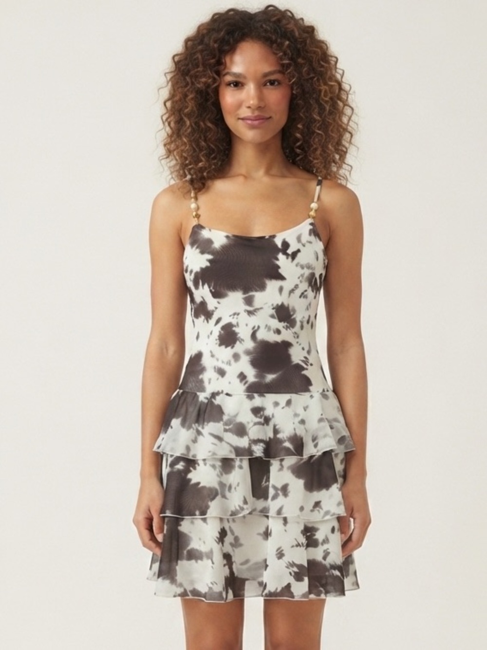 Thirty-Thirty Patterned Ruffle Mini Dress